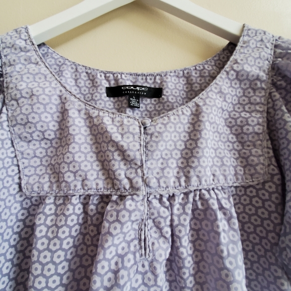 Vintage adorable lilac coloured short sleeve blouse, large size - Picture 3 of 5
